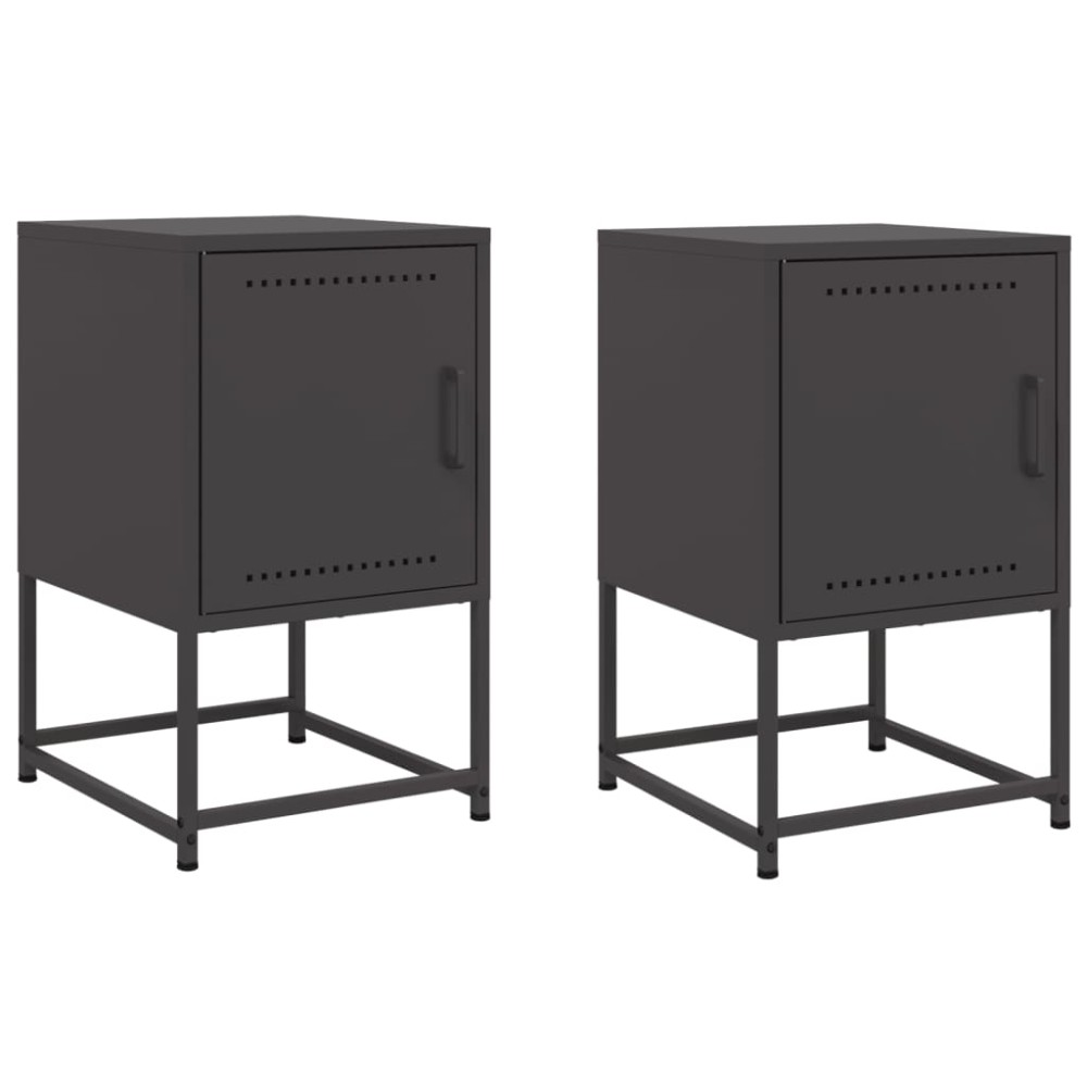 vidaXL Κομοδίνα 2 τεμ. Μαύρα 36x39x60,5 εκ. Χάλυβα