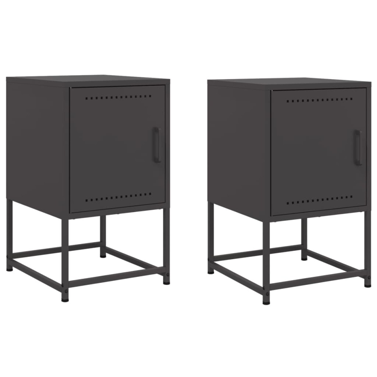 vidaXL Κομοδίνα 2 τεμ. Μαύρα 36x39x60,5 εκ. Χάλυβα