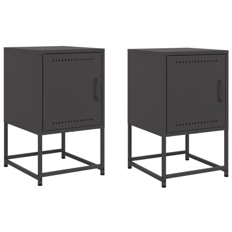 vidaXL Κομοδίνα 2 τεμ. Μαύρα 36x39x60,5 εκ. Χάλυβα