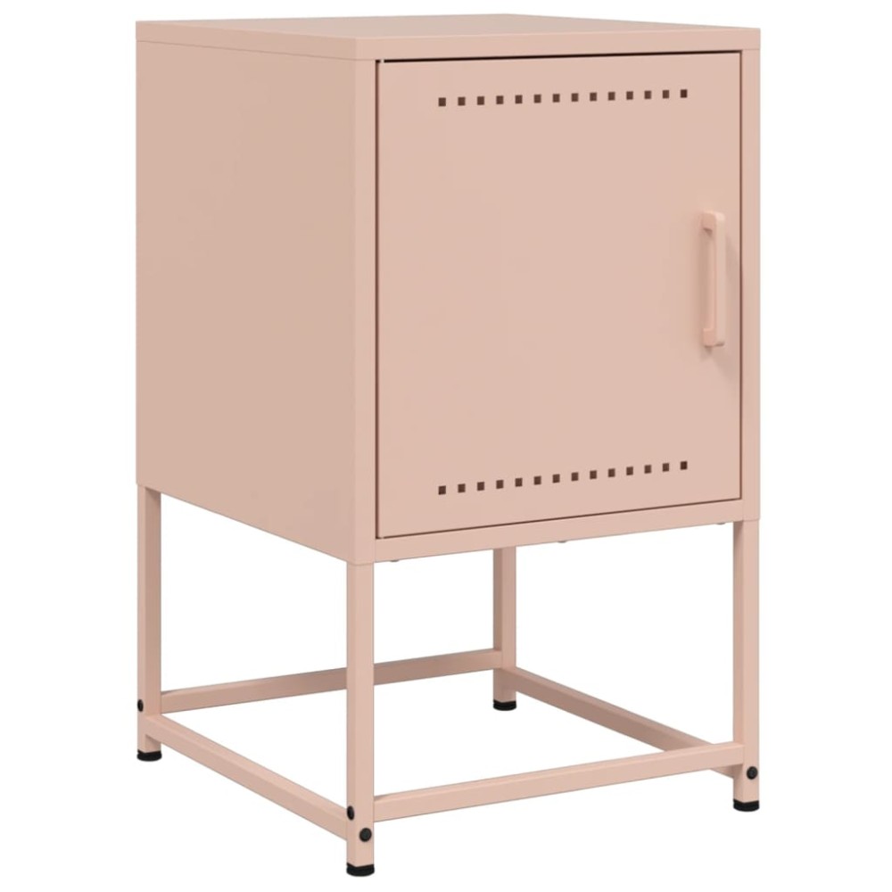 vidaXL Κομοδίνο Ροζ 36x39x60,5 εκ. από Χάλυβα