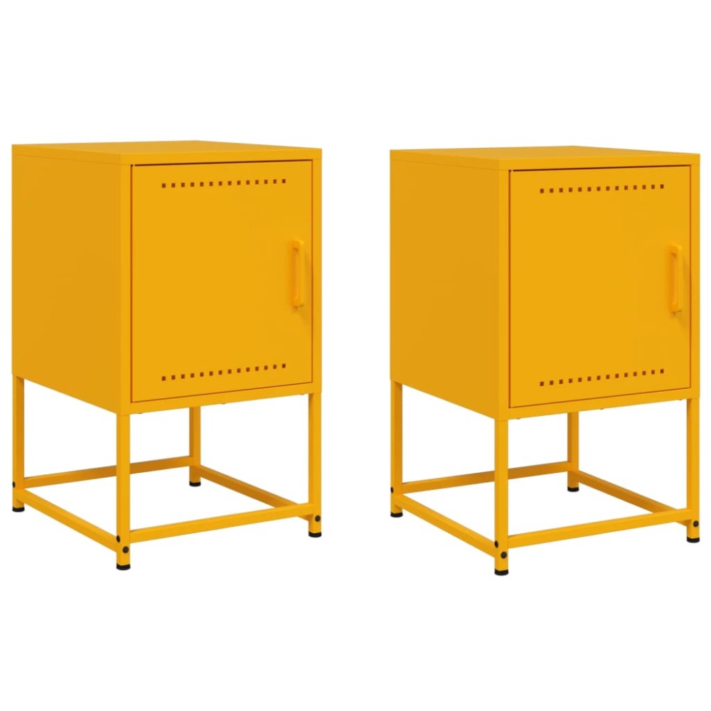 vidaXL Κομοδίνα 2 τεμ. Μουσταρδί 36x39x60,5 εκ. από Χάλυβα