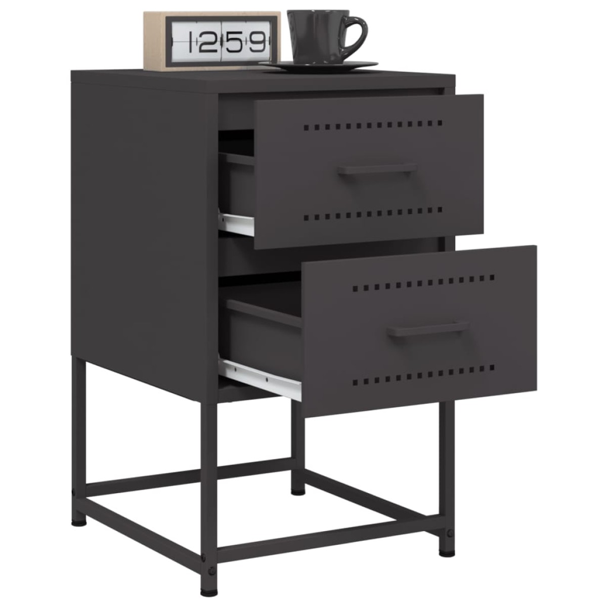 vidaXL Κομοδίνο Μαύρο 36 x 39 x 60,5 εκ. Ατσάλινο