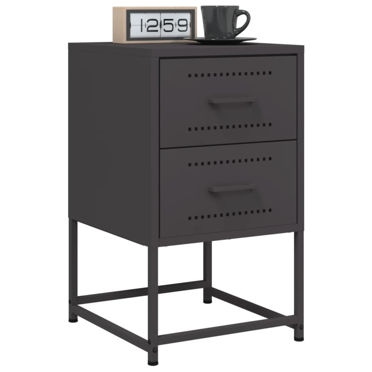 vidaXL Κομοδίνο Μαύρο 36 x 39 x 60,5 εκ. Ατσάλινο