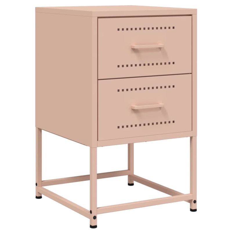 vidaXL Κομοδίνο Ροζ 36x39x60,5 εκ. από Χάλυβα