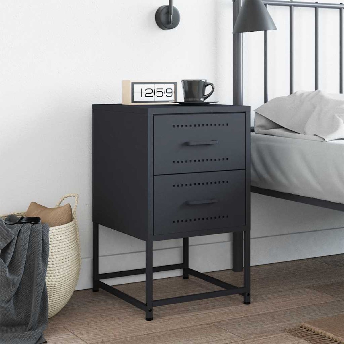 vidaXL Κομοδίνο Ανθρακί 36 x 39 x 60,5 εκ. Ατσάλινο