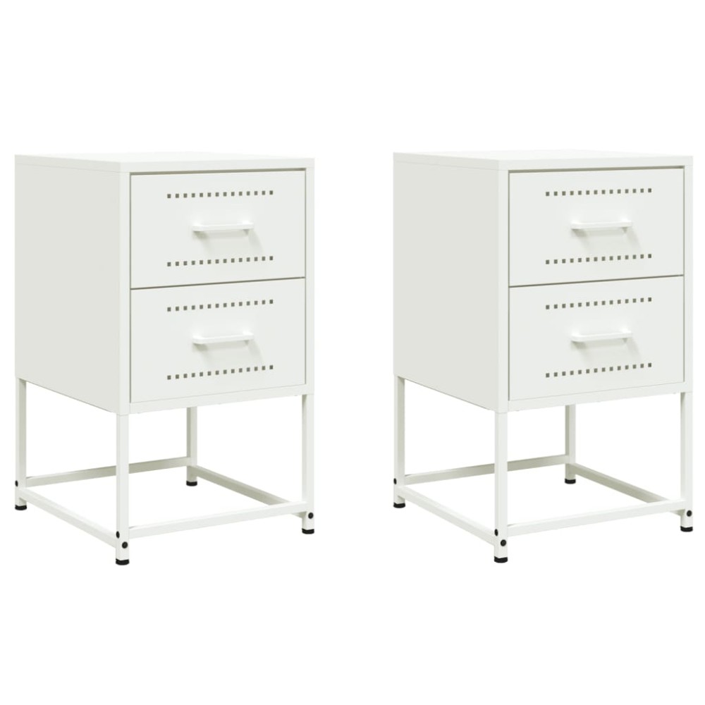 vidaXL Κομοδίνα 2 τεμ. Λευκό 36x39x60,5 εκ. από Χάλυβα