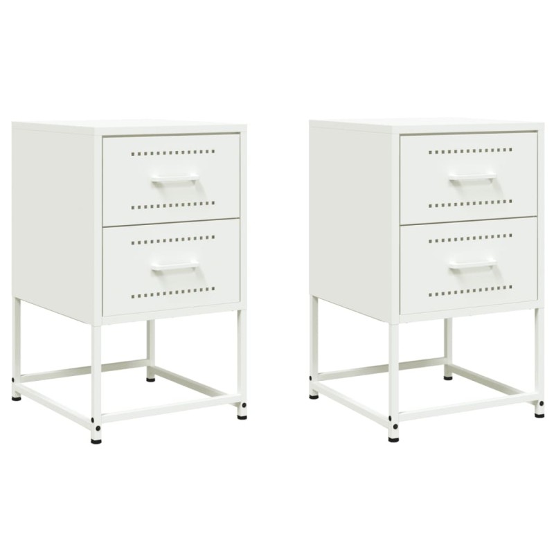vidaXL Κομοδίνα 2 τεμ. Λευκό 36x39x60,5 εκ. από Χάλυβα