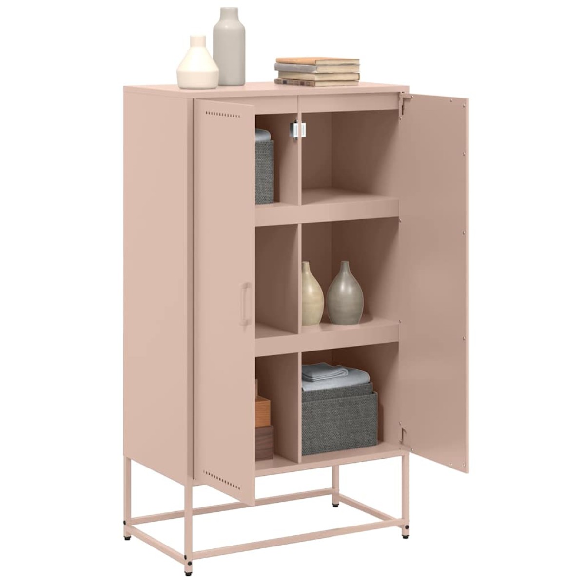 vidaXL Ντουλάπι Ροζ 68,5x38,5x123,5 εκ. από Ατσάλι