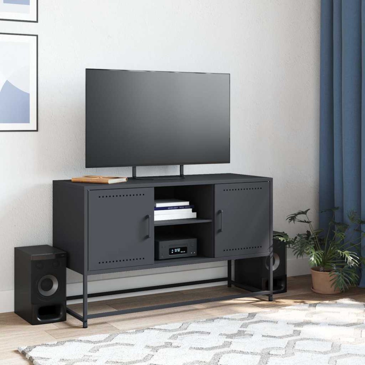vidaXL Έπιπλο Τηλεόρασης Ανθρακί 100,5x39x60,5 εκ. από Ατσάλι