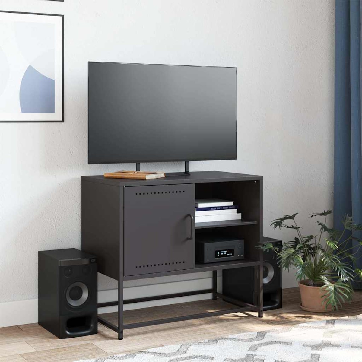 vidaXL Έπιπλο Τηλεόρασης Μαύρο 68,5x39x60,5 εκ. Ατσάλινο