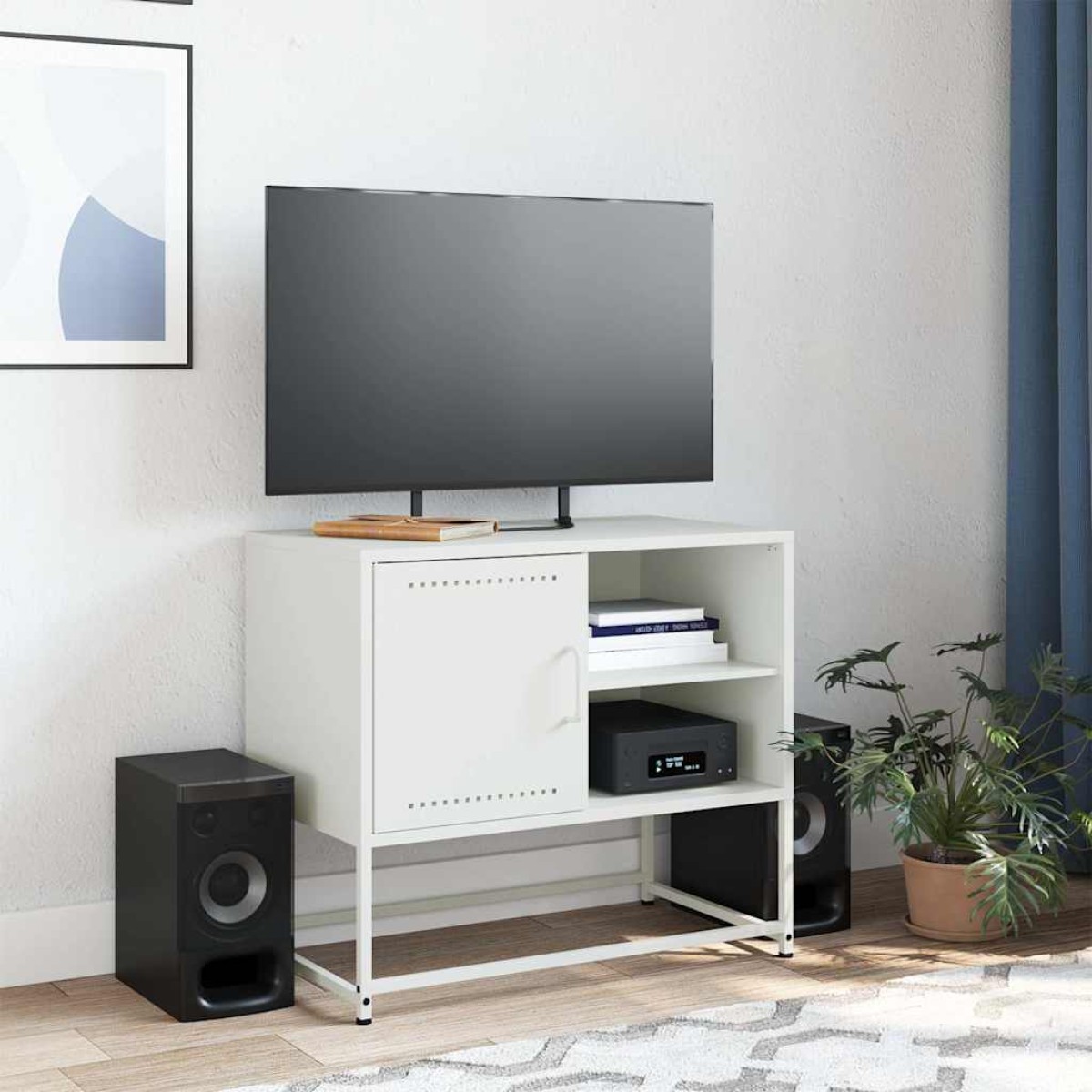 vidaXL Έπιπλο Τηλεόρασης Λευκό 68x39x60,5 εκ. από Χάλυβα