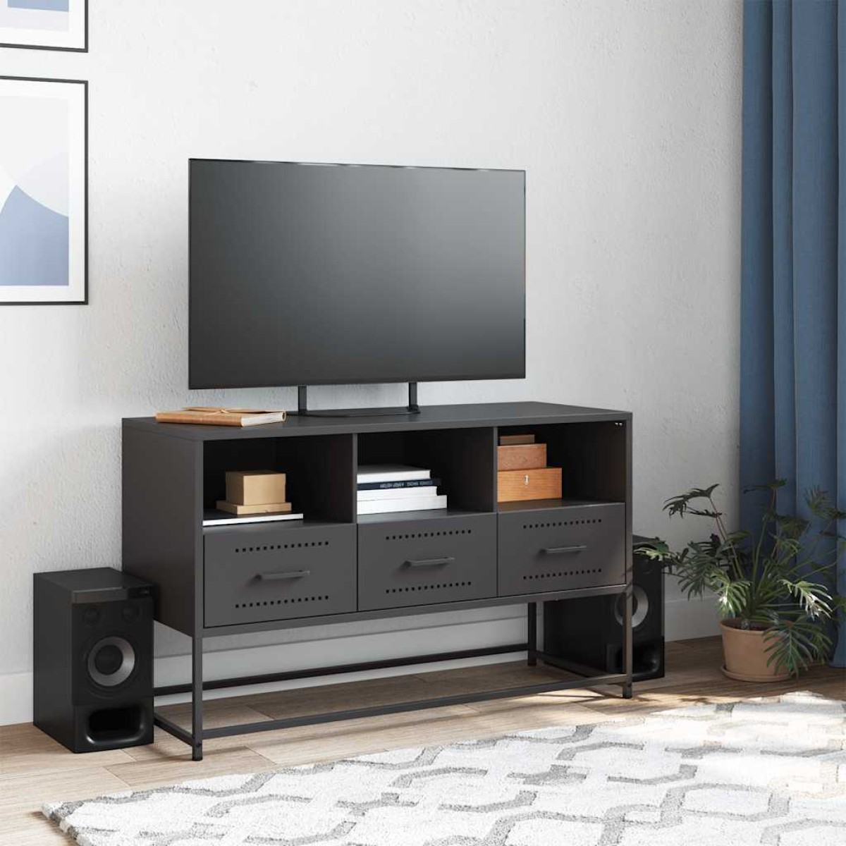 vidaXL Έπιπλο Τηλεόρασης Μαύρο 100,5x39x60,5 εκ. Ατσάλινο