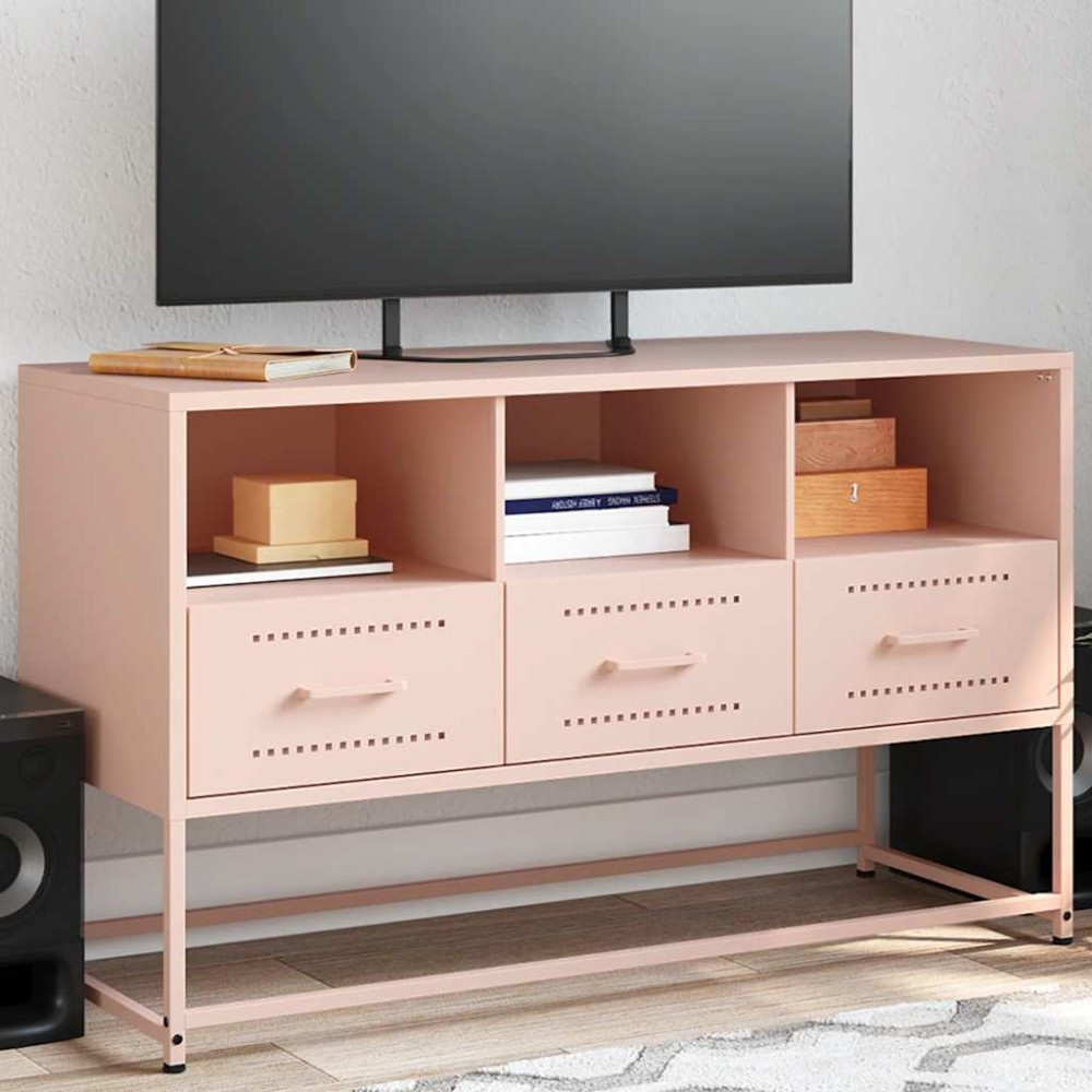 vidaXL Έπιπλο Τηλεόρασης Ροζ 100,5x39x60,5 εκ. από Ατσάλι