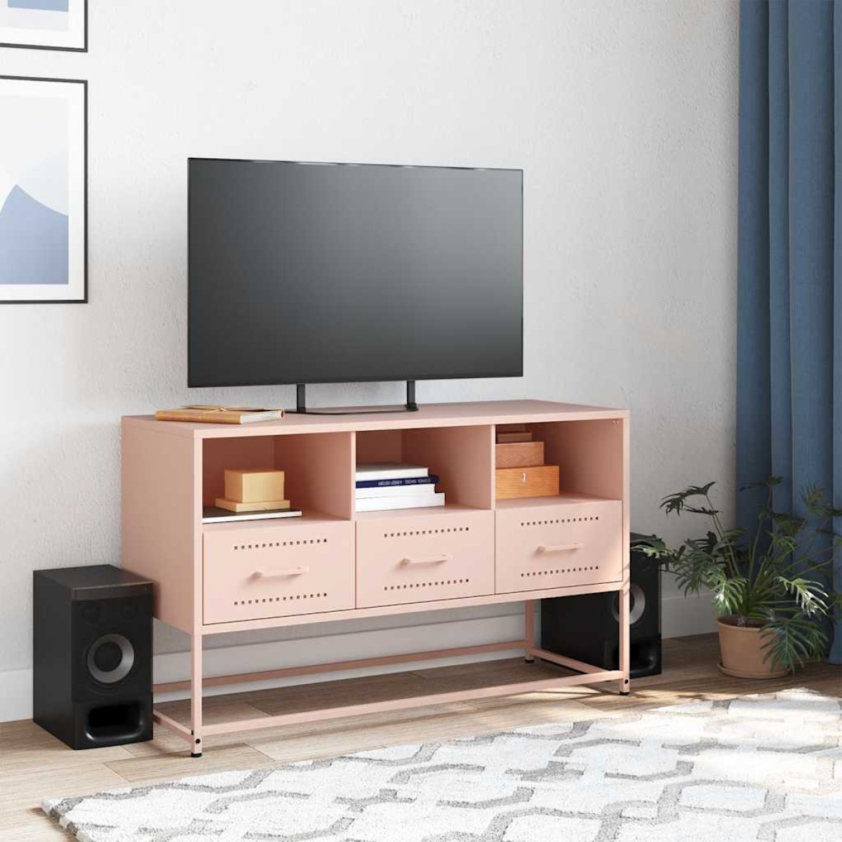 vidaXL Έπιπλο Τηλεόρασης Ροζ 100,5x39x60,5 εκ. από Ατσάλι