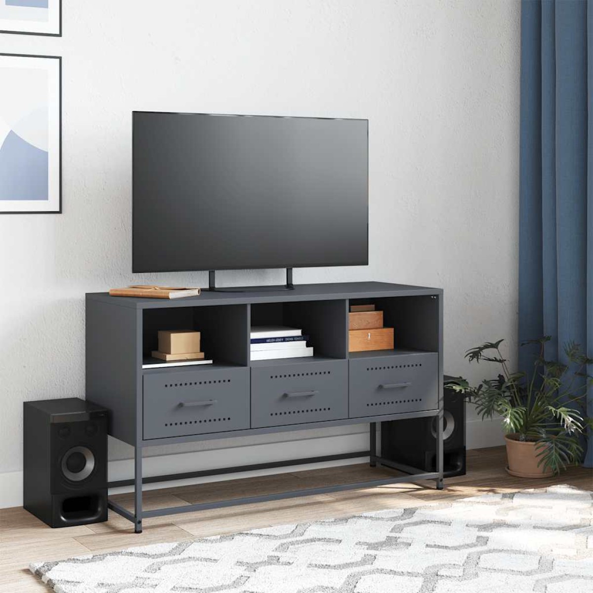 vidaXL Έπιπλο Τηλεόρασης Ανθρακί 100,5x39x60,5 εκ. από Ατσάλι