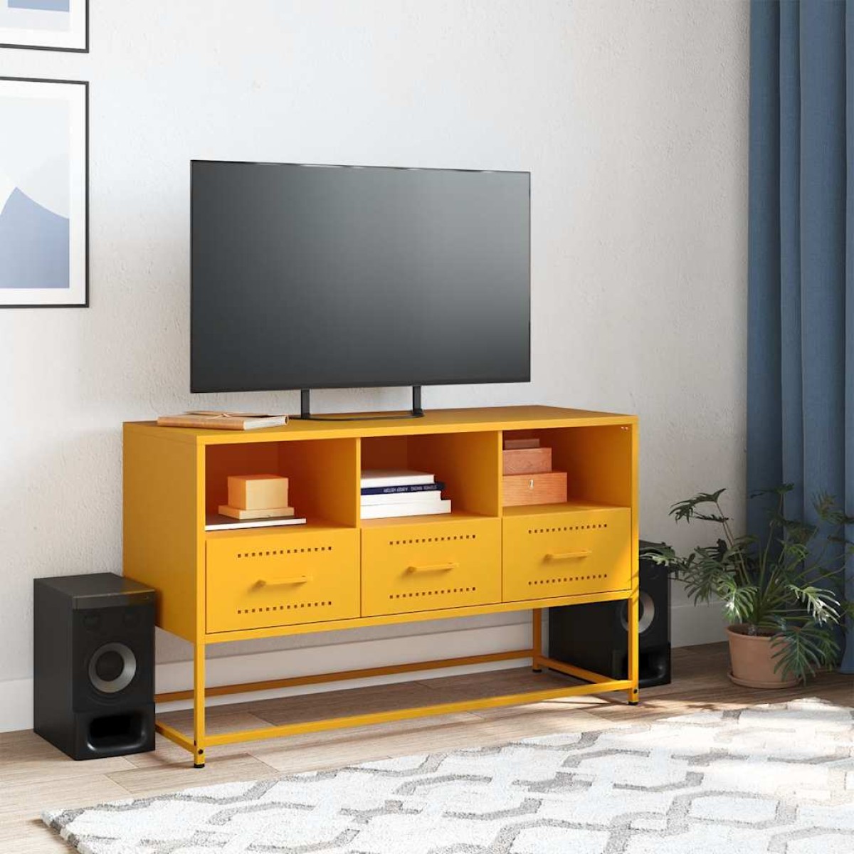 vidaXL Έπιπλο Τηλεόρασης Μουσταρδί Κίτρινο 100,5x39x60,5εκ. από Ατσάλι