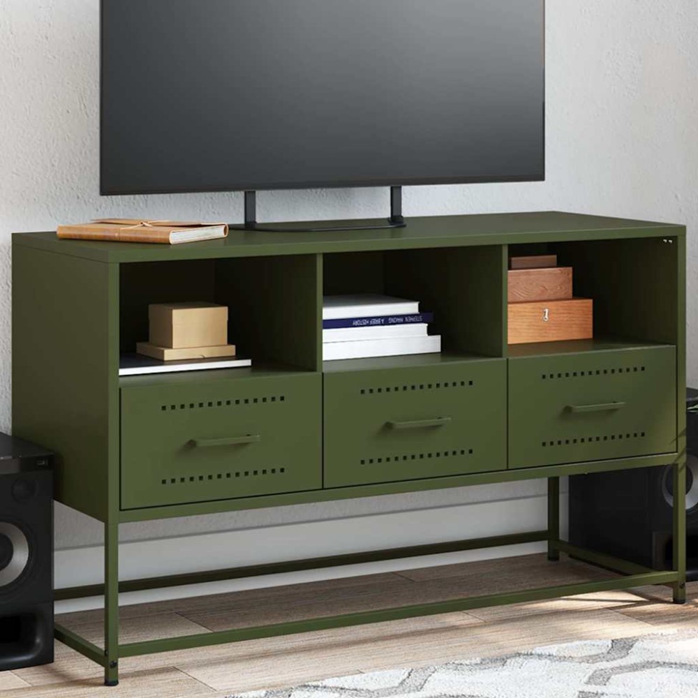 vidaXL Έπιπλο Τηλεόρασης Πράσινο Λαδί 100,5x39x60,5 εκ. από Ατσάλι