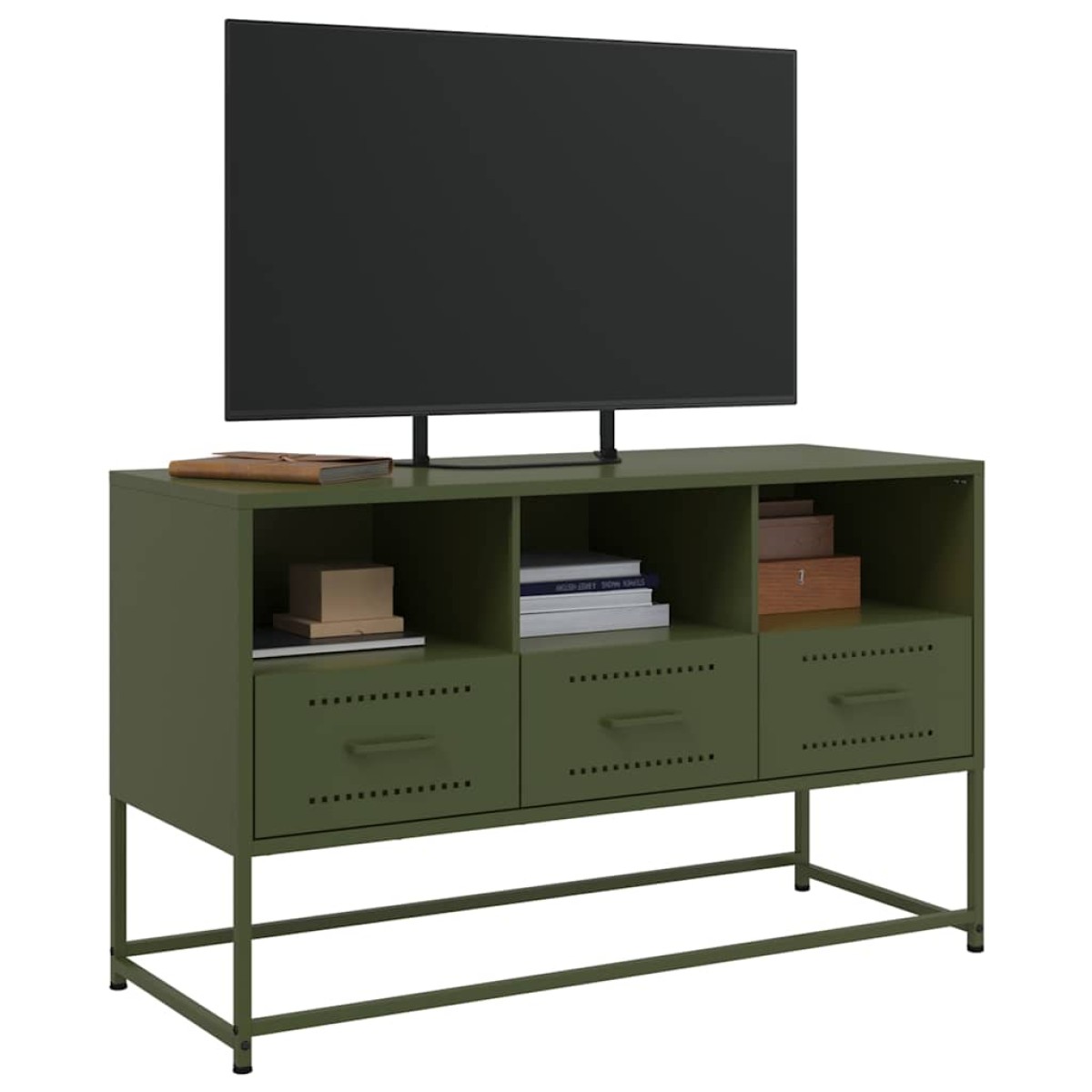 vidaXL Έπιπλο Τηλεόρασης Πράσινο Λαδί 100,5x39x60,5 εκ. από Ατσάλι