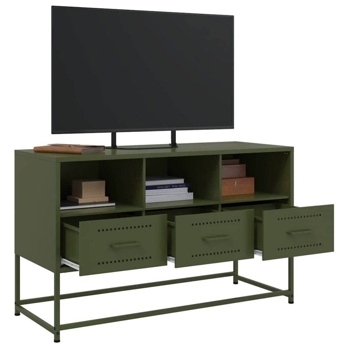 vidaXL Έπιπλο Τηλεόρασης Πράσινο Λαδί 100,5x39x60,5 εκ. από Ατσάλι