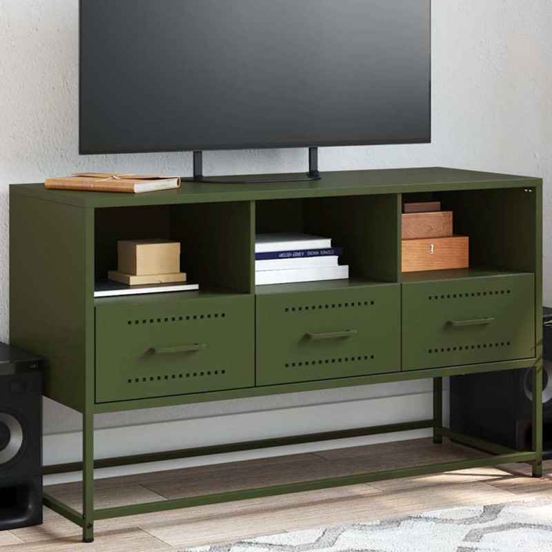 vidaXL Έπιπλο Τηλεόρασης Πράσινο Λαδί 100,5x39x60,5 εκ. από Ατσάλι
