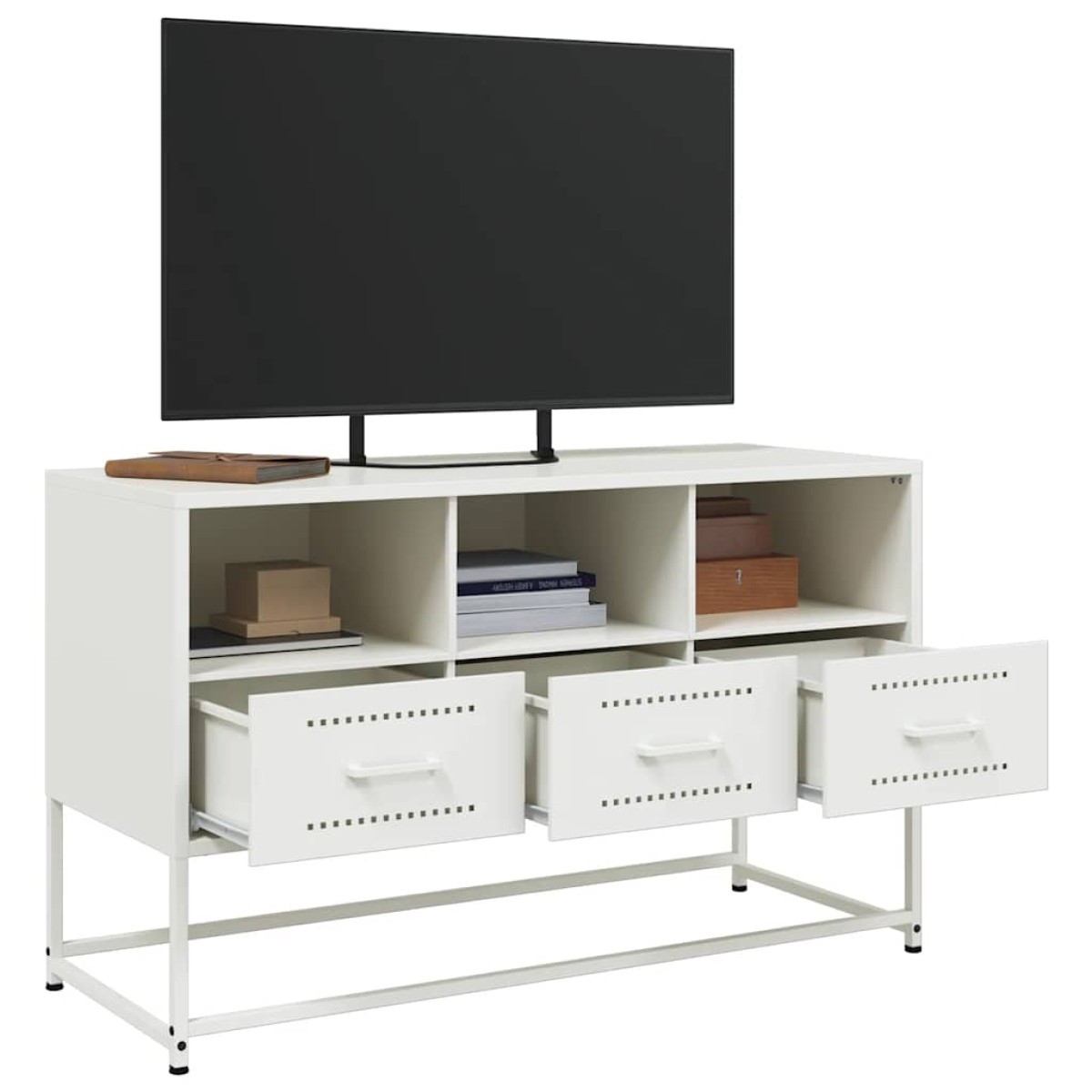 vidaXL Έπιπλο Τηλεόρασης Λευκό 100,5x39x60,5 εκ. από Ατσάλι