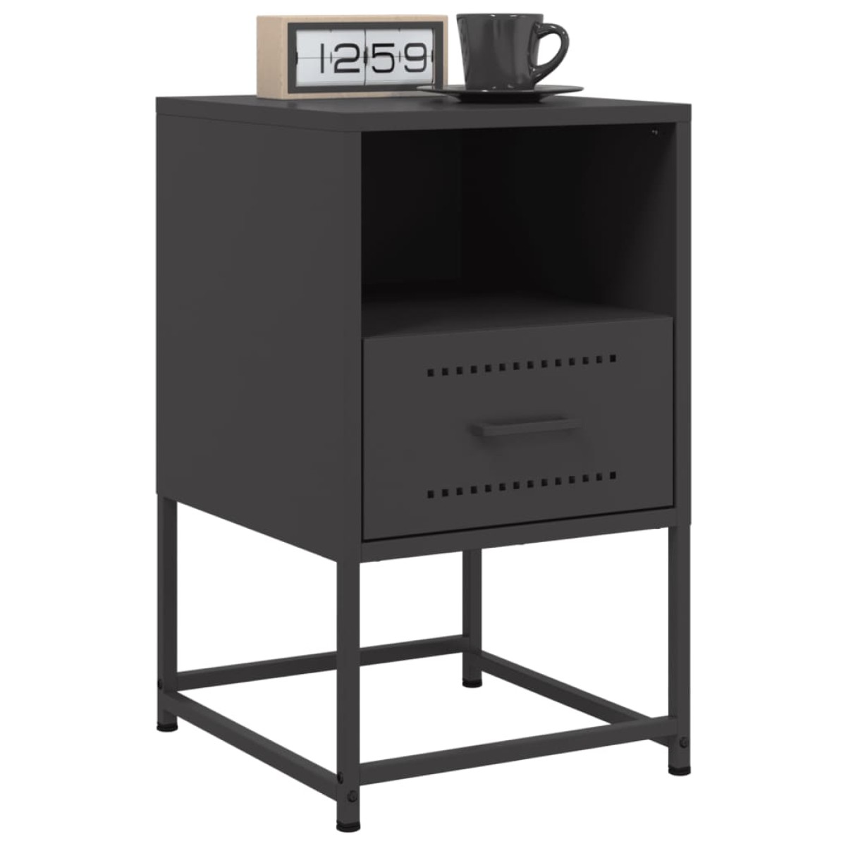 vidaXL Κομοδίνα 2 τεμ. Μαύρα 36x39x60,5 εκ. Χάλυβα