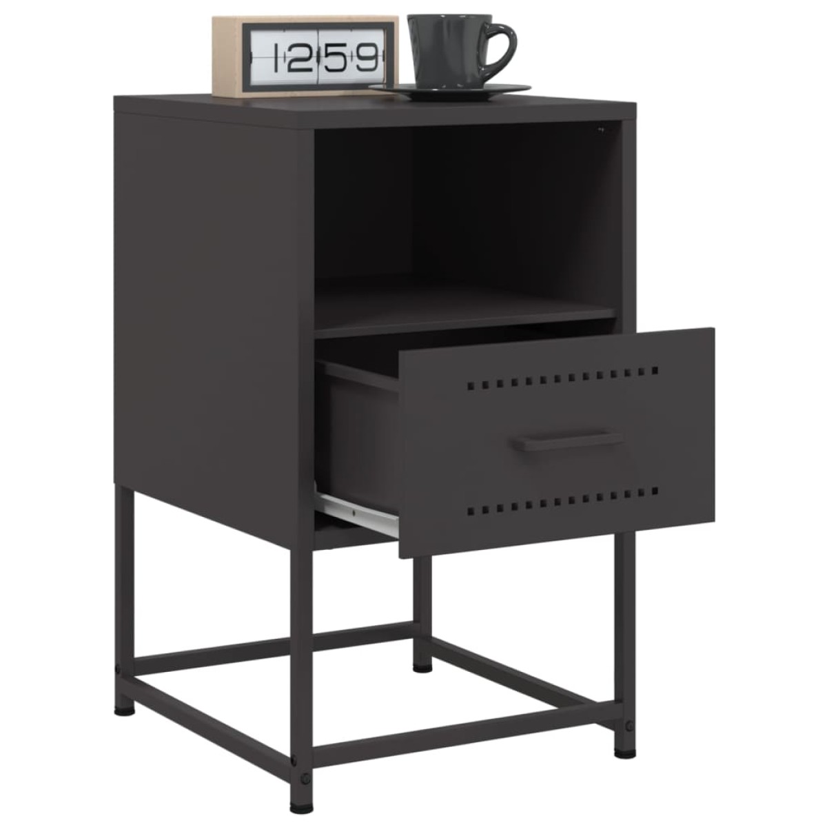 vidaXL Κομοδίνα 2 τεμ. Μαύρα 36x39x60,5 εκ. Χάλυβα