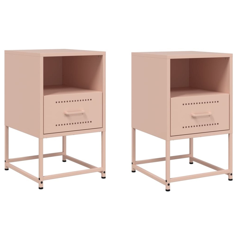 vidaXL Κομοδίνα 2 τεμ. Ροζ 36x39x60,5 εκ. από Χάλυβα