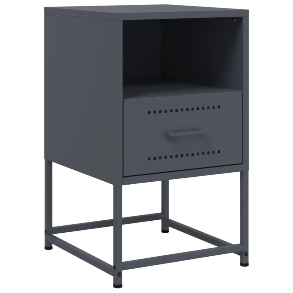 vidaXL Κομοδίνο Ανθρακί 36 x 39 x 60,5 εκ. Ατσάλινο