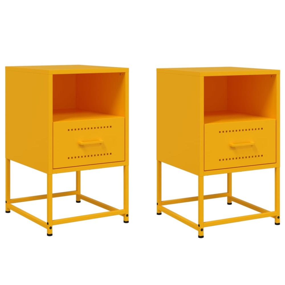 vidaXL Κομοδίνα 2 τεμ. Μουσταρδί 36x39x60,5 εκ. από Χάλυβα