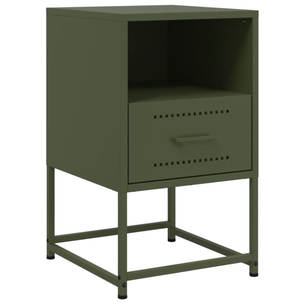vidaXL Κομοδίνο Πράσινο Λαδί 36x39x60,5 εκ. από Χάλυβα
