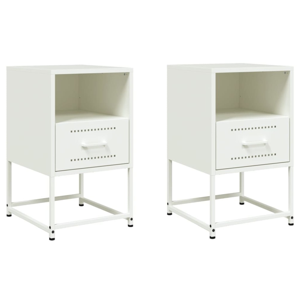 vidaXL Κομοδίνα 2 τεμ. Λευκό 36x39x60,5 εκ. από Χάλυβα