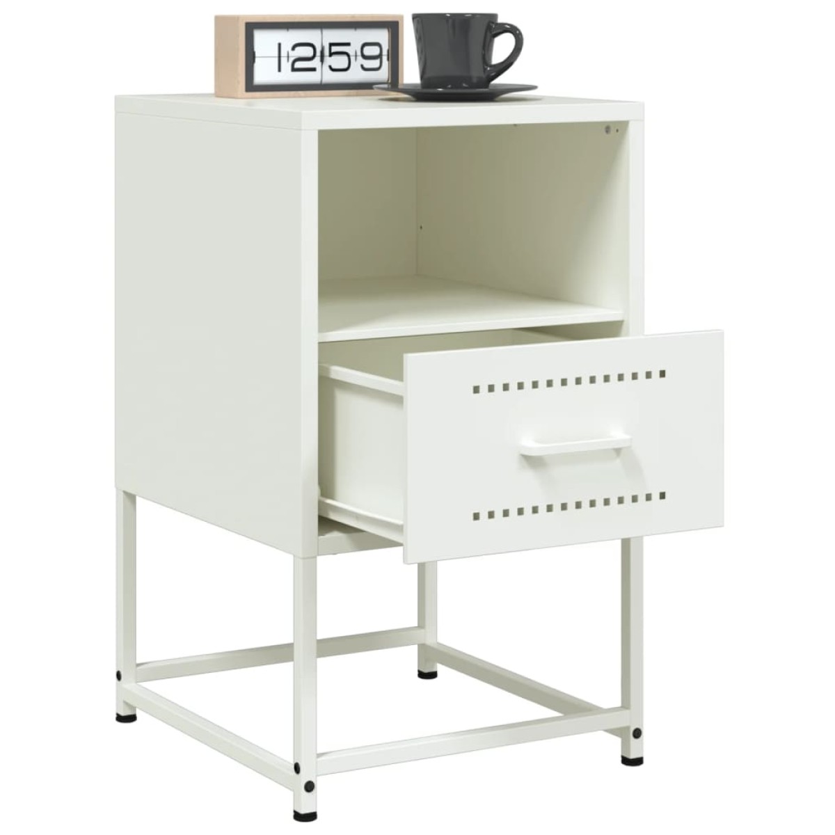 vidaXL Κομοδίνα 2 τεμ. Λευκό 36x39x60,5 εκ. από Χάλυβα