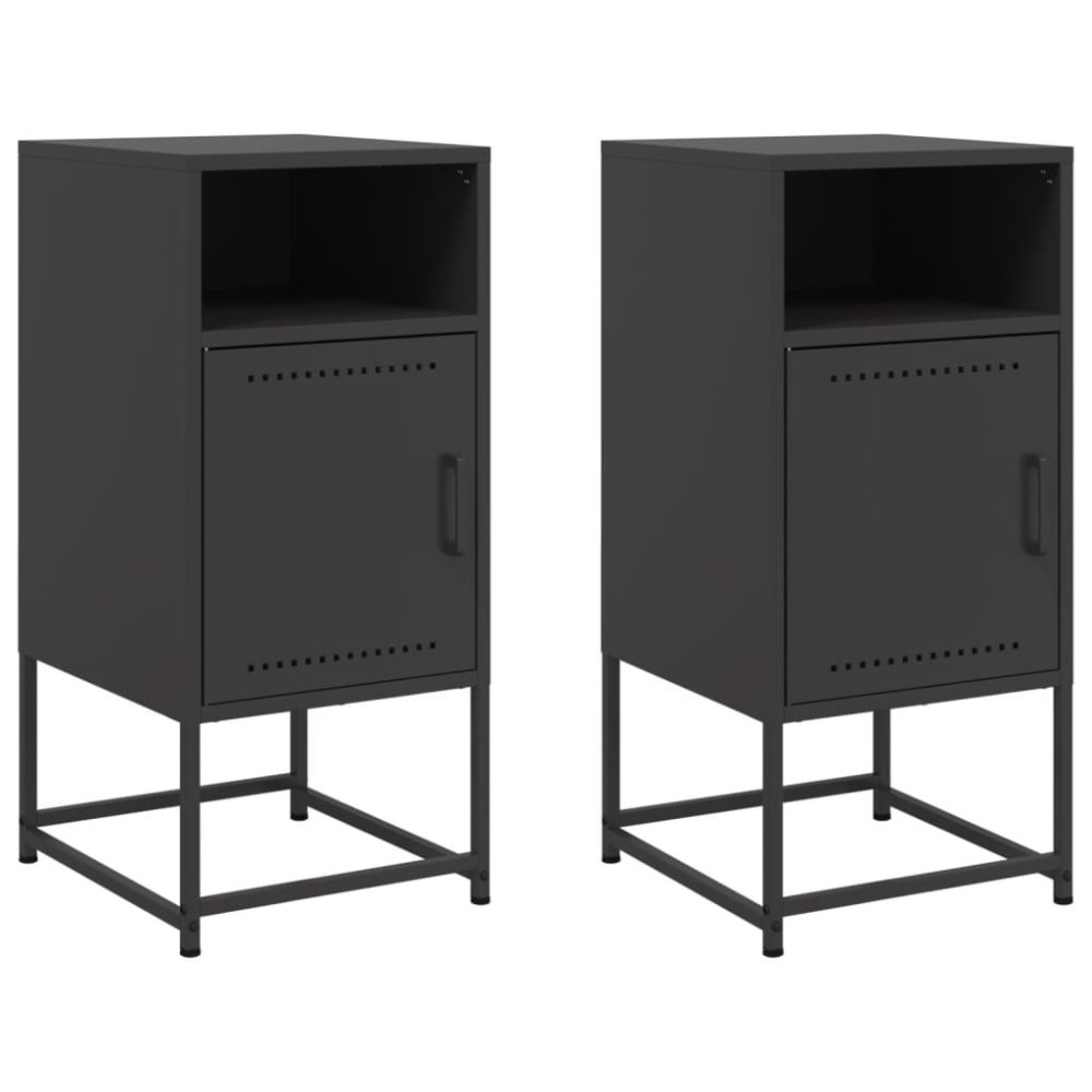 vidaXL Κομοδίνα 2 τεμ. Μαύρα 36x39x78 εκ. Χάλυβα