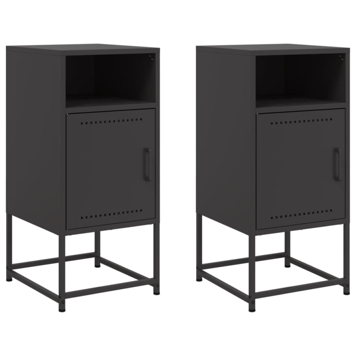 vidaXL Κομοδίνα 2 τεμ. Μαύρα 36x39x78 εκ. Χάλυβα