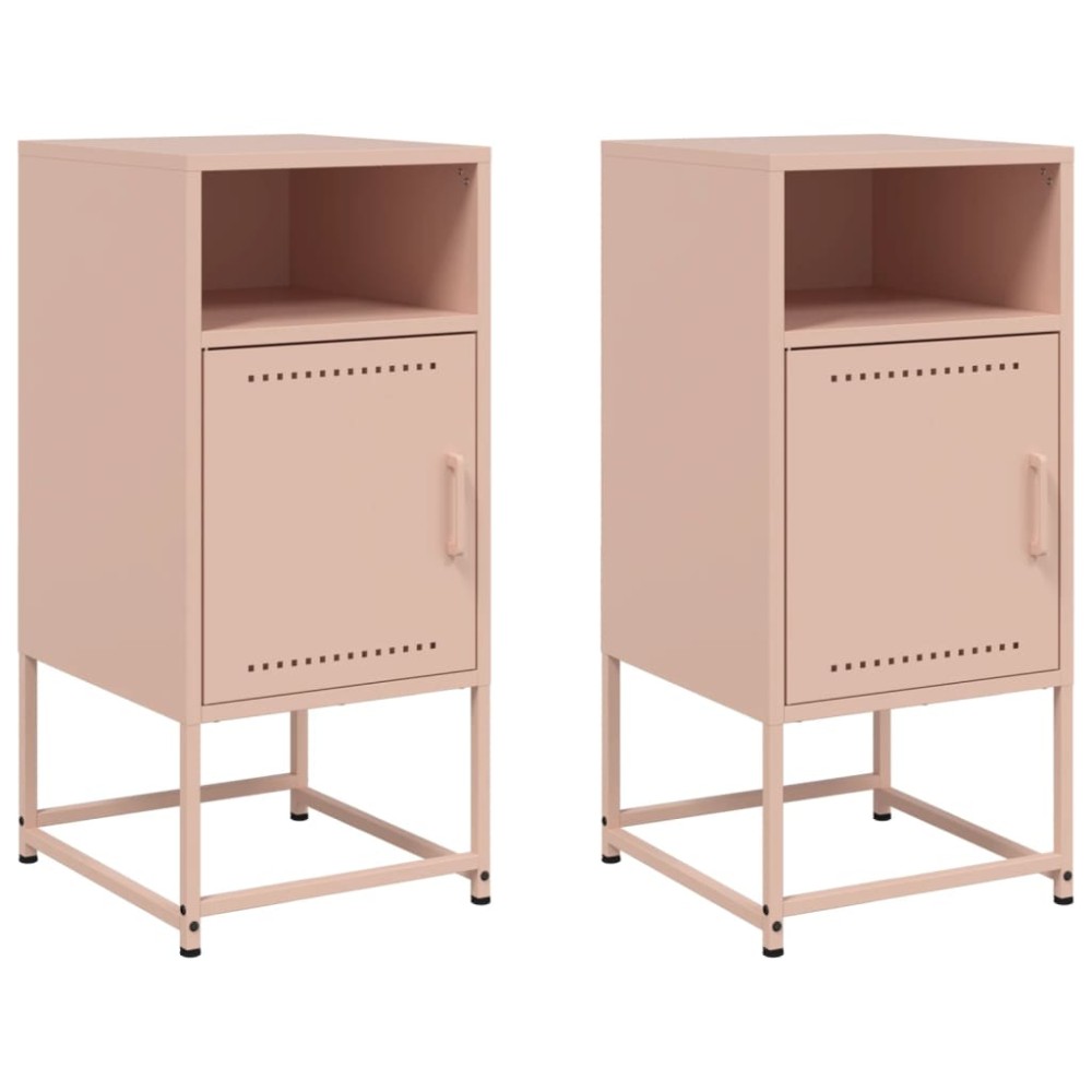 vidaXL Κομοδίνα 2 τεμ. Ροζ 36x39x78 εκ. από Χάλυβα