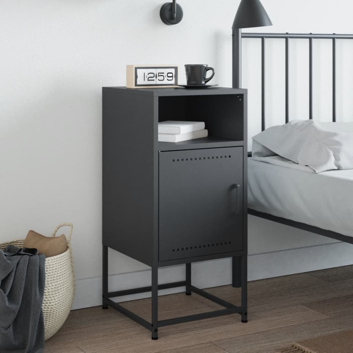 vidaXL Κομοδίνο Ανθρακί 36x39x78 εκ. από Χάλυβα