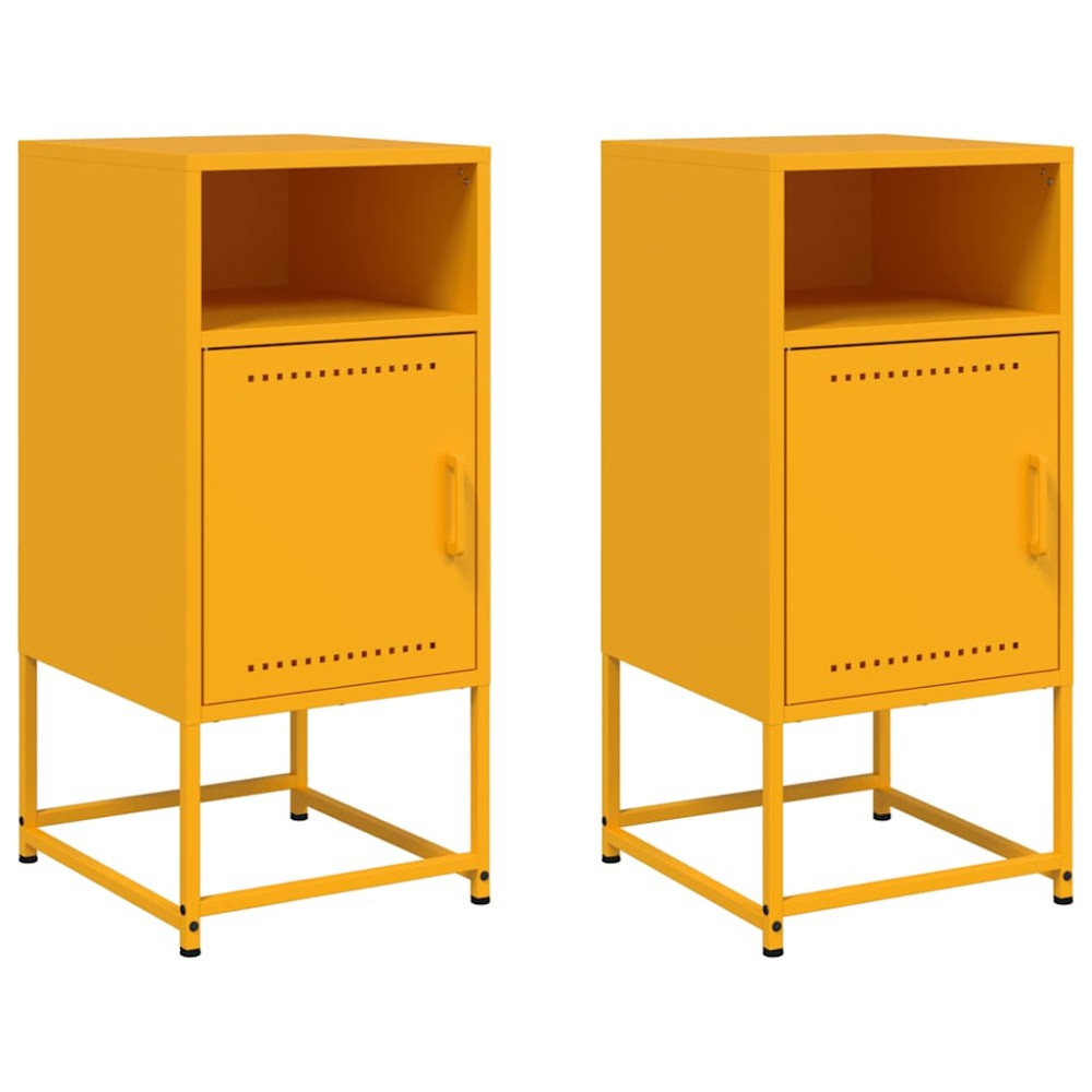 vidaXL Κομοδίνα 2 τεμ. Μουσταρδί 36 x 39 x 78 εκ. από Χάλυβα