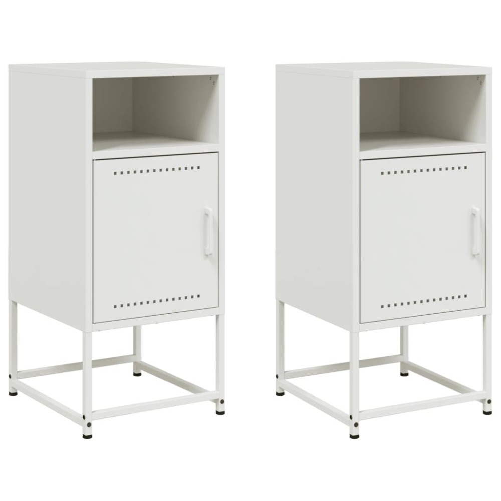 vidaXL Κομοδίνα 2 τεμ. Λευκό 36x39x78 εκ. από Χάλυβα