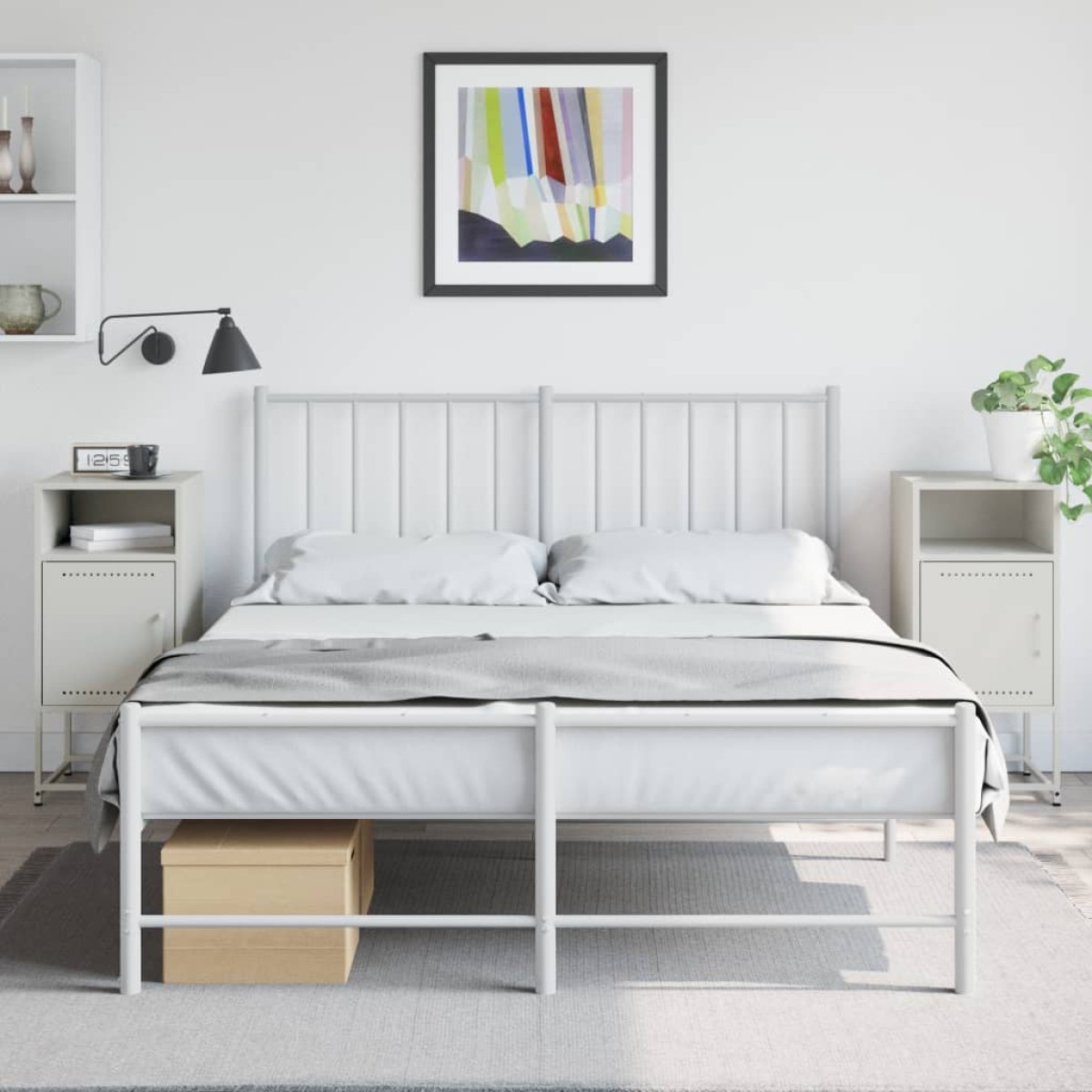 vidaXL Κομοδίνα 2 τεμ. Λευκό 36x39x78 εκ. από Χάλυβα
