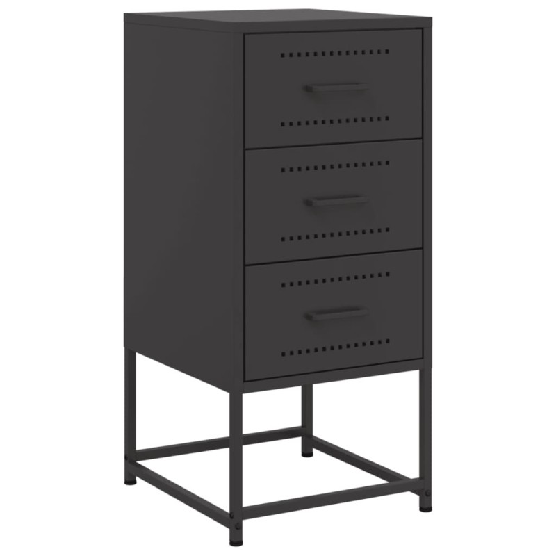 vidaXL Κομοδίνο Μαύρο 36x39x78 εκ. από Χάλυβα