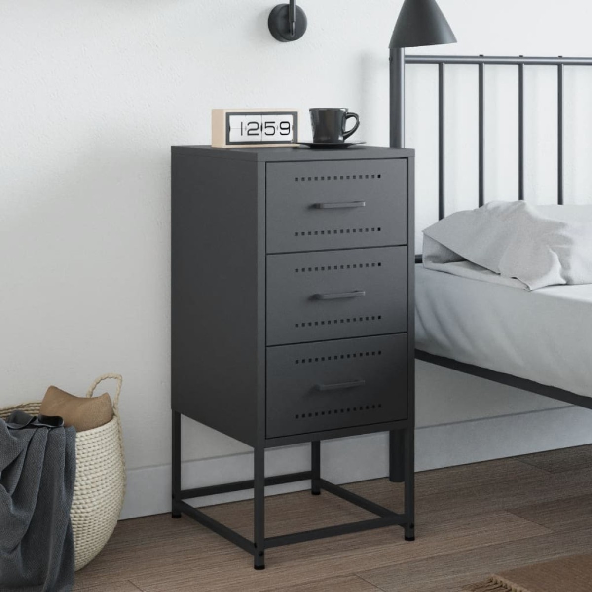 vidaXL Κομοδίνο Ανθρακί 36x39x78 εκ. από Χάλυβα
