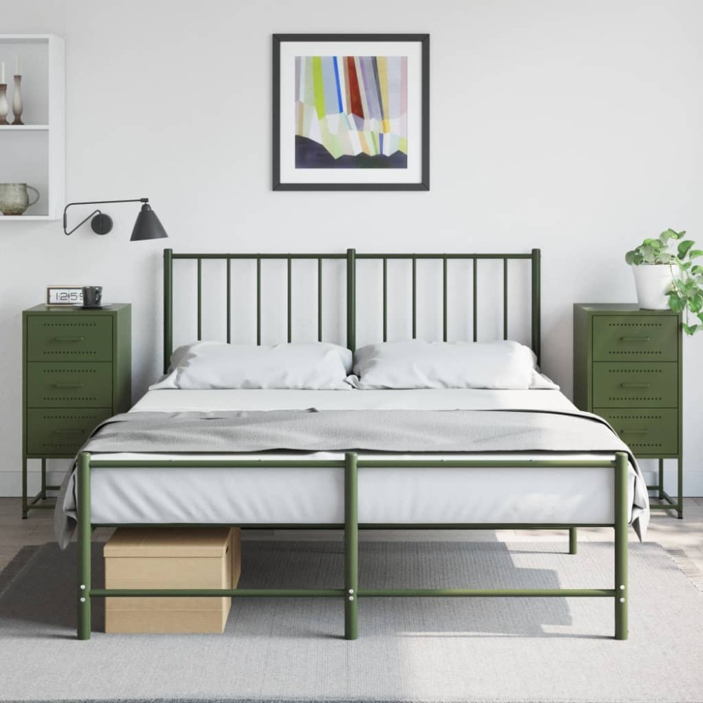 vidaXL Κομοδίνα 2 τεμ. Πράσινο Λαδί 36x39x78 εκ. από Χάλυβα