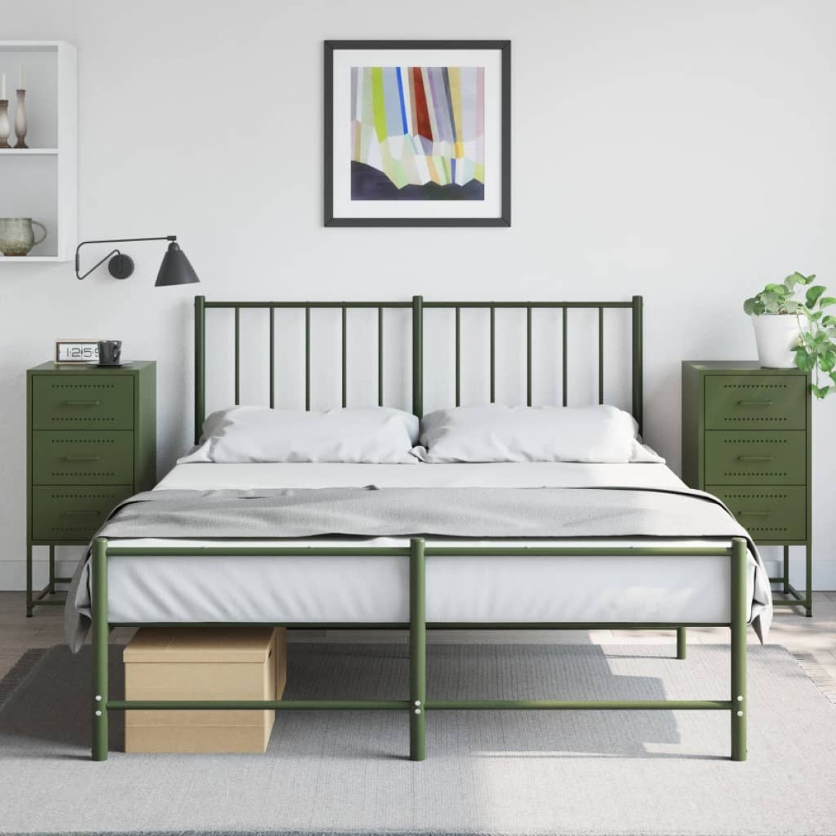 vidaXL Κομοδίνα 2 τεμ. Πράσινο Λαδί 36x39x78 εκ. από Χάλυβα