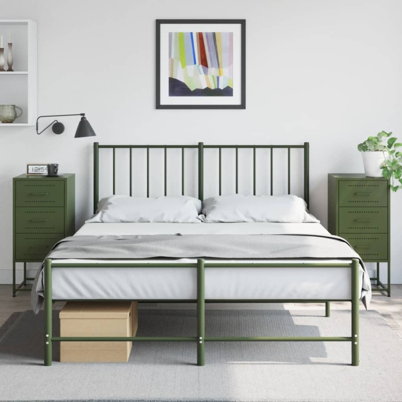 vidaXL Κομοδίνα 2 τεμ. Πράσινο Λαδί 36x39x78 εκ. από Χάλυβα