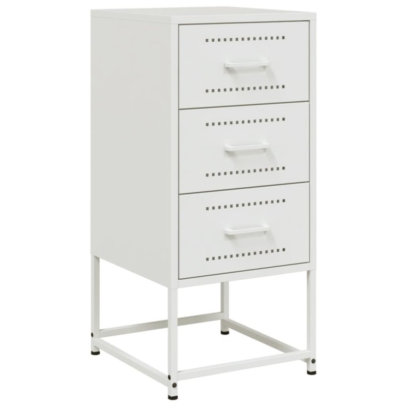 vidaXL Κομοδίνο Λευκό 36 x 39 x 78 εκ. από Χάλυβα