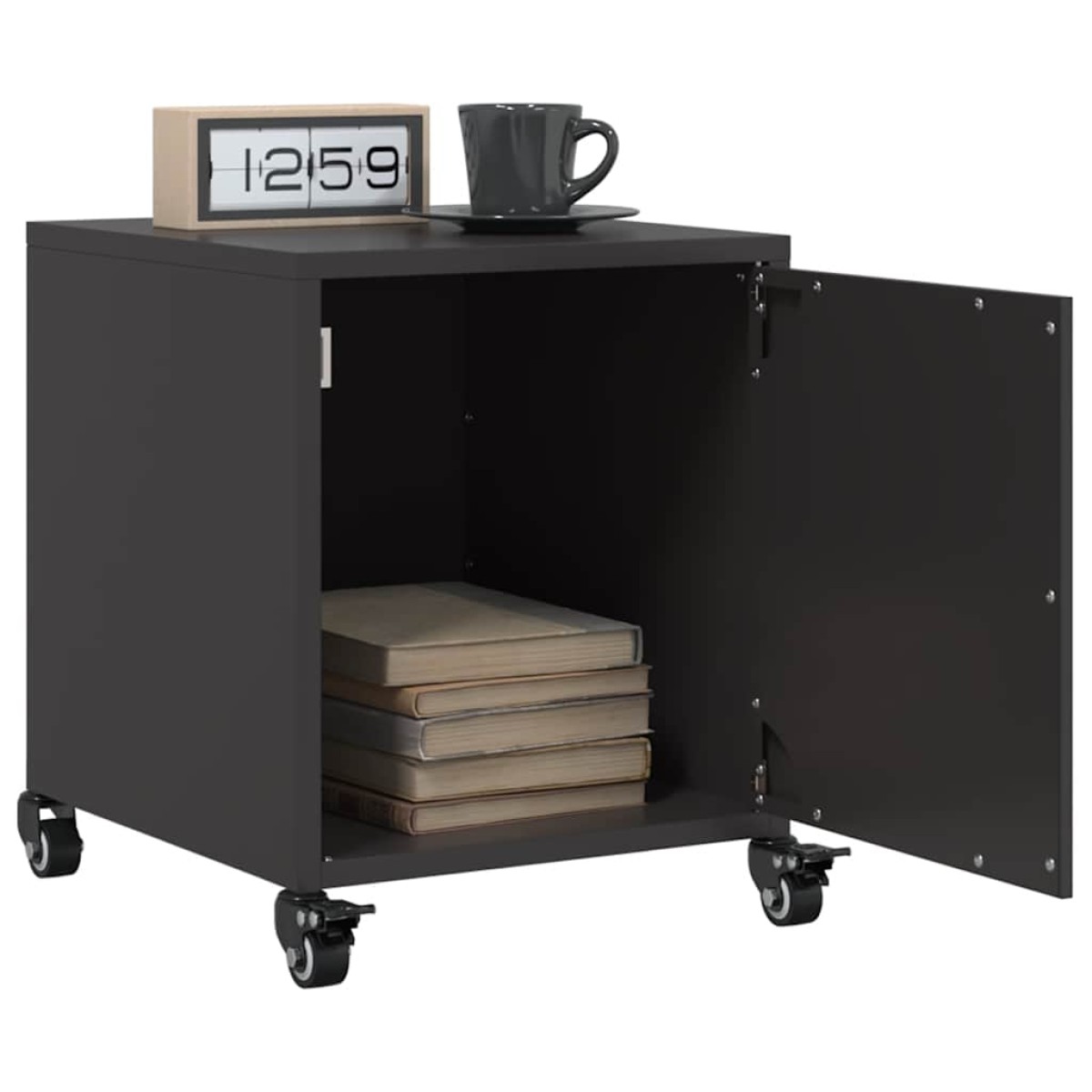 vidaXL Κομοδίνο Μαύρο 36x39x43,5 εκ. από Χάλυβα