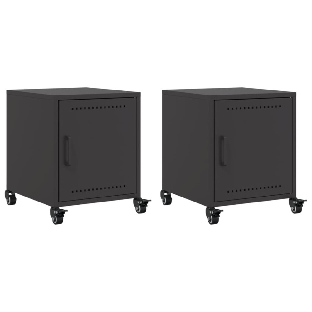vidaXL Κομοδίνα 2 τεμ. Μαύρο 36x39x43,5 εκ. από Χάλυβα
