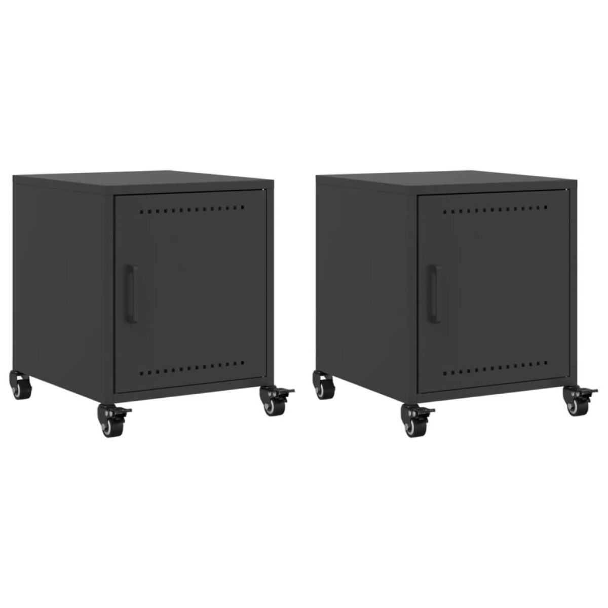 vidaXL Κομοδίνα 2 τεμ. Μαύρο 36x39x43,5 εκ. από Χάλυβα