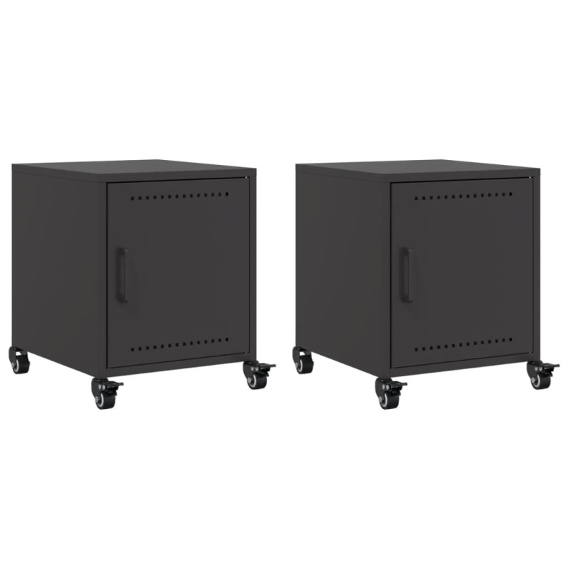 vidaXL Κομοδίνα 2 τεμ. Μαύρο 36x39x43,5 εκ. από Χάλυβα